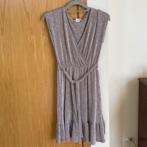 Very comfy striped beige- white dress with chord around waist.